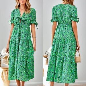 Amazon Green Floral Maxi Dress
